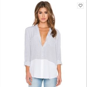 Equipment Reese Neat Stripe Silk Blouse sz Medium